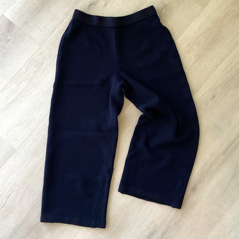 St John Caviar Classic High Waist Santana Knit Pants Navy Blue Womens 2